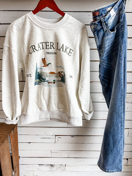 Crater Lake Embroidery Melange Sweatshirt