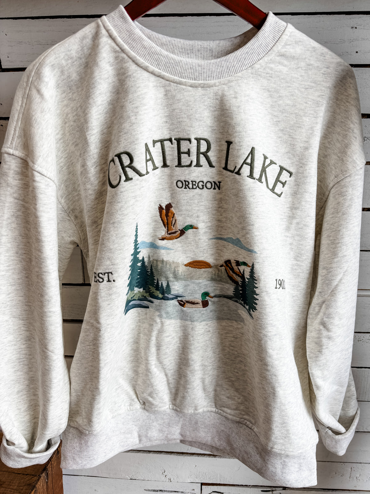 Crater Lake Embroidery Melange Sweatshirt