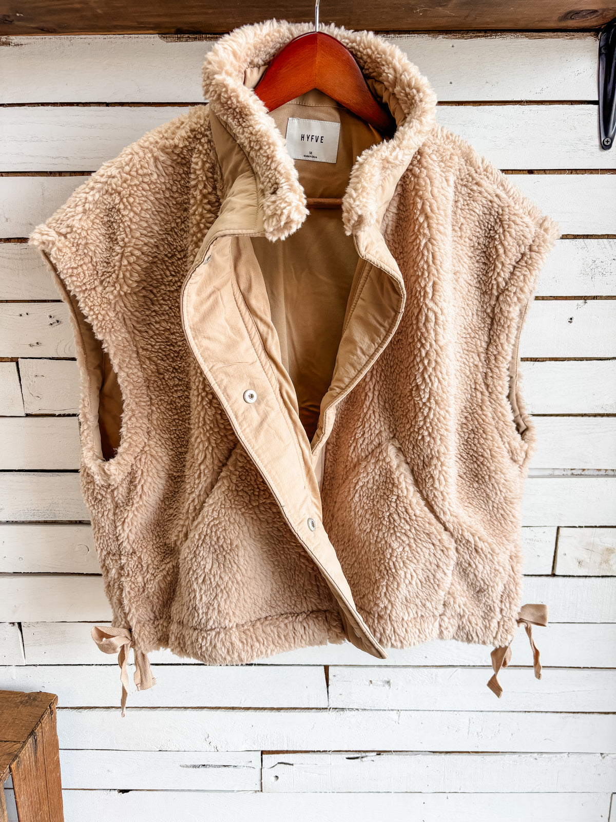 Beige Sherpa Fur Vest