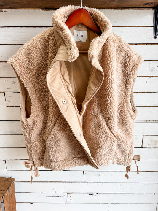 Beige Sherpa Fur Vest