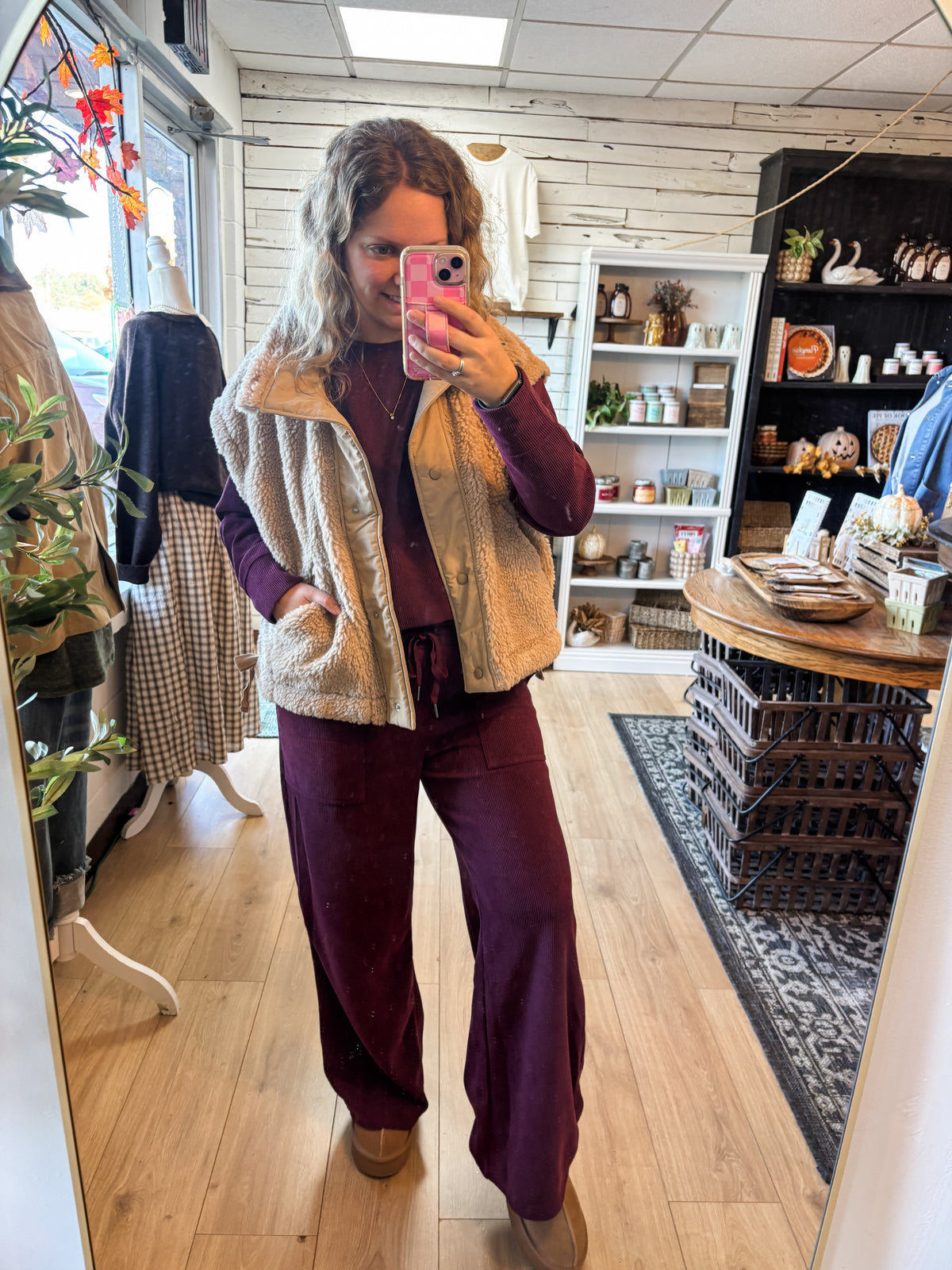 Beige Sherpa Fur Vest